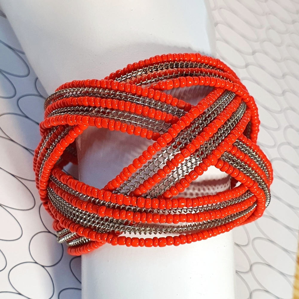 Boho Ethnic Beaded Bangle Cuff Bracelet